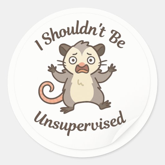 Chaotische Opossum “Onbegeleid” Sticker (Voorkant)