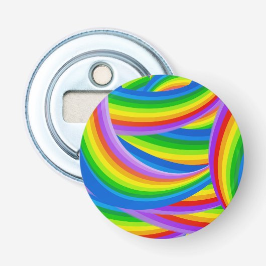 Chaotische regenboog van kleur button flesopener (Voorkant)