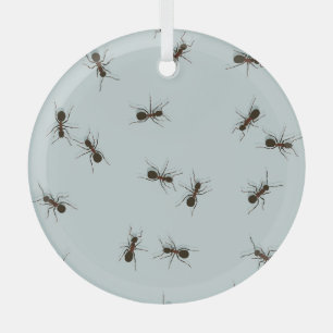 Chaotische rode mieren Stijlvol patroon Glas Ornament