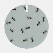 Chaotische rode mieren Stijlvol patroon Glas Ornament (Achterkant)