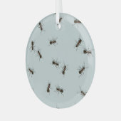 Chaotische rode mieren Stijlvol patroon Glas Ornament (Voorkant links)