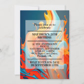 Chaotische vlammen printen verjaardagsfeestje kaart (Voorkant)