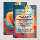 Chaotische vlammen printen verjaardagsfeestje kaart (Voorkant / Achterkant)