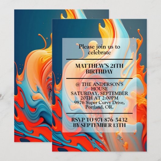 Chaotische vlammen printen verjaardagsfeestje kaart (Voorkant / Achterkant)