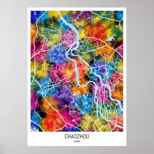 Chaozhou China Stadsplattegrond Poster