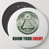 chapa pin know your enemy illuminati ronde button 6,0 cm (Voorkant /achterkant)