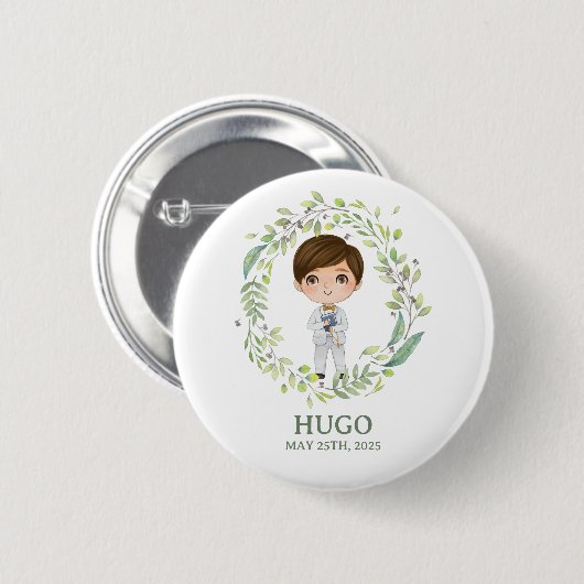 Chapa Primera Comunión HUGO Ronde Button 5,7 Cm (Voorkant /achterkant)