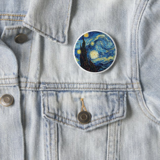 Chapa redonda de La noche estrellada de Van Gogh Ronde Button 5,7 Cm