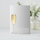 Chapaine Mousserende wijn Glass Gray Vip Uitnodigi Kaart (Staand voorkant)