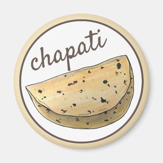 Chapati Roti Indian Food Bread Flatbrood Foodie Magneet (Voorkant)