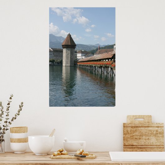 Chapel Bridge, Lucerne, Switzerland Poster (Keuken)