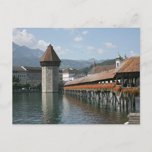 Chapel Bridge, Lucerne, Zwitserland Briefkaart (Voorkant)