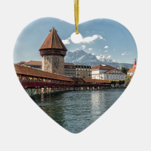 Chapel Bridge Lucerne, zwitserland Keramisch Ornament (Voorkant)