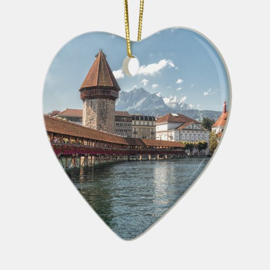 Chapel Bridge Lucerne, zwitserland Keramisch Ornament (Links)