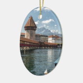 Chapel Bridge Lucerne, zwitserland Keramisch Ornament (Links)