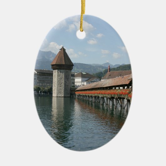 Chapel Bridge, Lucerne, Zwitserland Keramisch Ornament (Voorkant)