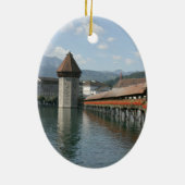 Chapel Bridge, Lucerne, Zwitserland Keramisch Ornament (Achterkant)