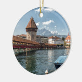 Chapel Bridge Lucerne, zwitserland Keramisch Ornament (Links)
