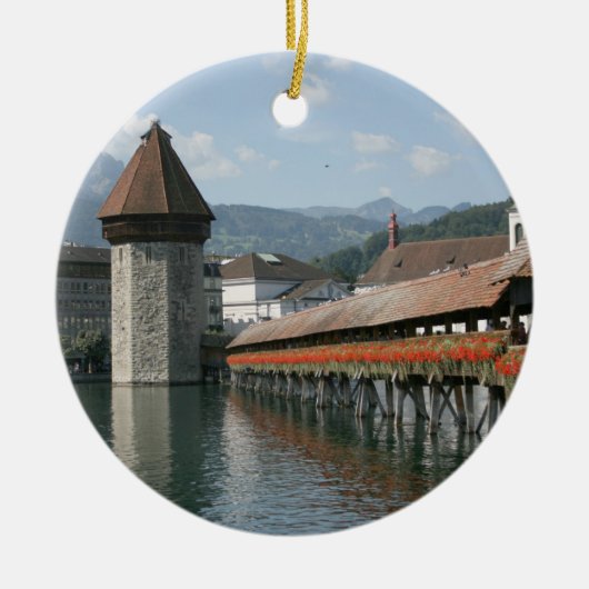 Chapel Bridge, Lucerne, Zwitserland Keramisch Ornament (Voorkant)