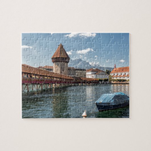 Chapel Bridge Lucerne, zwitserland Legpuzzel (Horizontaal)