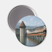 Chapel Bridge, Lucerne, Zwitserland Magneet (Voorkant / Achterkant)