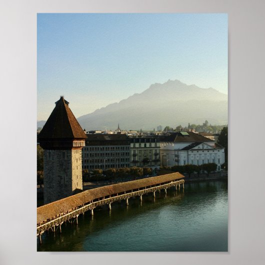 Chapel Bridge, Luzern, Zwitserland Afdrukken Poster (Voorkant)