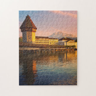 Chapel Bridge, Luzerne bij schemerpuzzle Legpuzzel