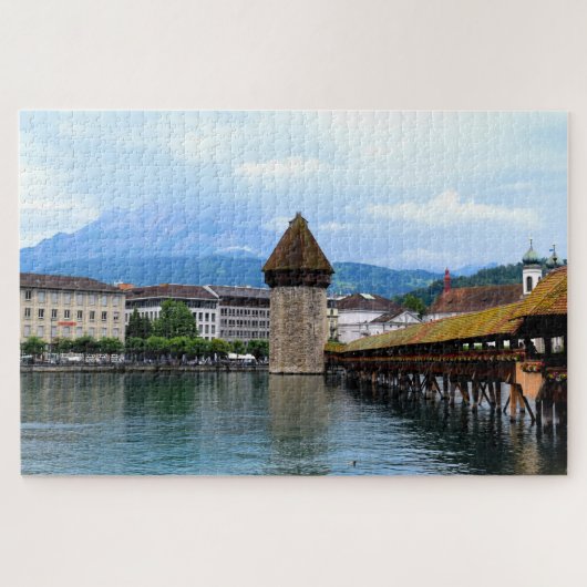 Chapel Bridge - Mount Pilatus - Luzern Zwitserland Legpuzzel (Horizontaal)