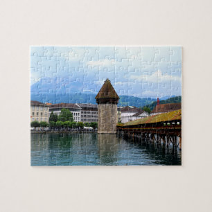 Chapel Bridge - Mt. Pilatus - Lucerne Switzerland Legpuzzel