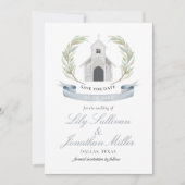 Chapel Chapel Light Blue Pastel Charming Wedding C Save The Date (Voorkant)