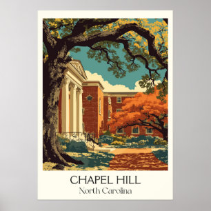 Chapel Hill NC Vintage Campus Art Poster