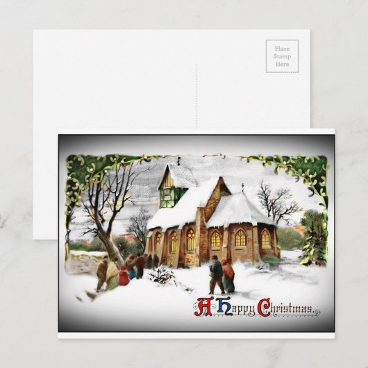 Chapel in het dorp feestdagenkaart (Voorkant / Achterkant)