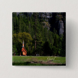 Chapel in Yosemite Vierkante Button 5,1 Cm