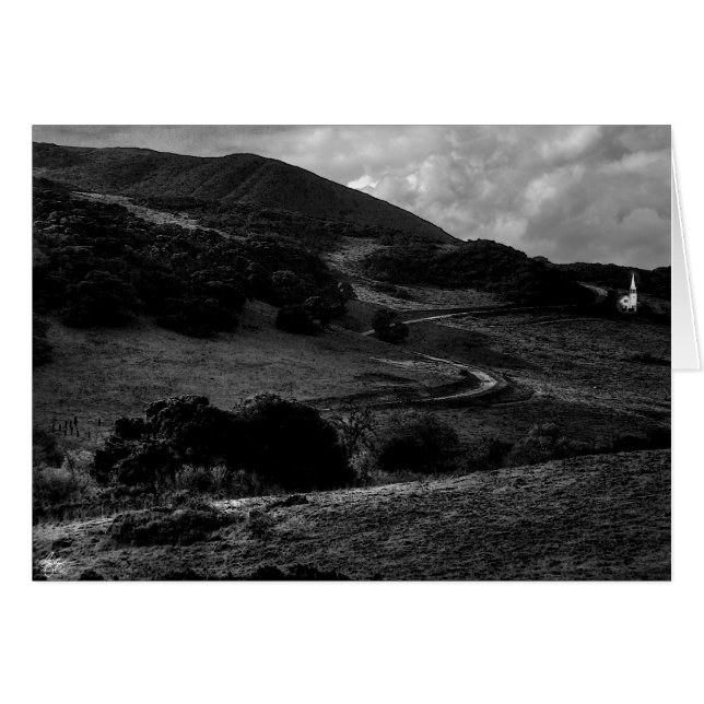 Chapel op de weg naar de Sun Monochrome kaart (Voorkant Horizontaal)