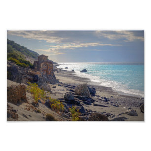 Chapel op het strand - eiland Kreta, Griekenland Foto Afdruk