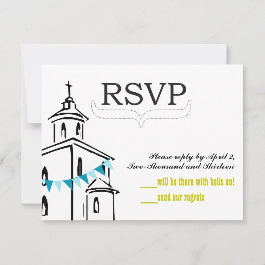 Chapel RSVP-formaat voor RSVP-enveloppen RSVP Kaartje (Voorkant)