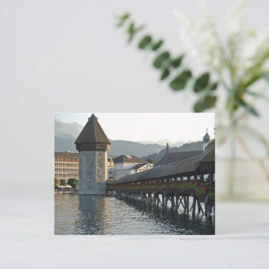 Chapelbrug in Lucerne Zwitserland Briefkaart (Staand voorkant)