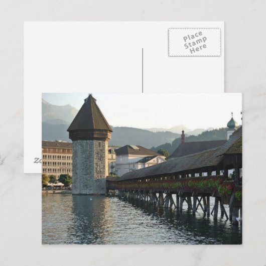 Chapelbrug in Lucerne Zwitserland Briefkaart (Voorkant / Achterkant)