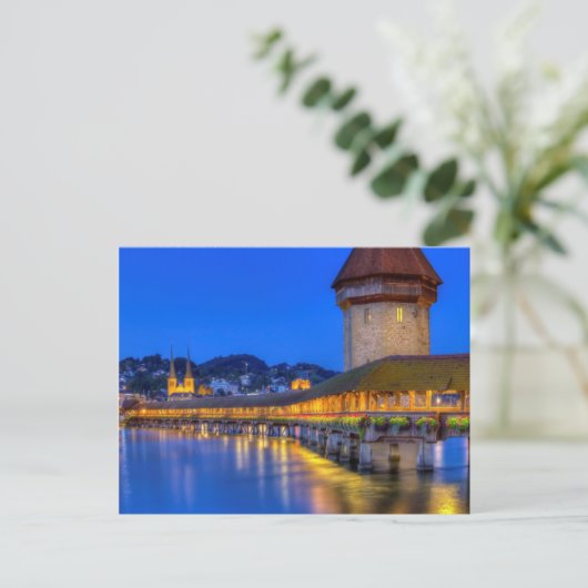 Chapelbrug, Kapellbrucke, Lucerne, Zwitserland Briefkaart (Staand voorkant)