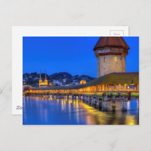 Chapelbrug, Kapellbrucke, Lucerne, Zwitserland Briefkaart (Voorkant / Achterkant)