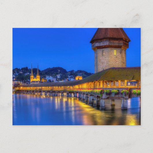 Chapelbrug, Kapellbrucke, Lucerne, Zwitserland Briefkaart (Voorkant)