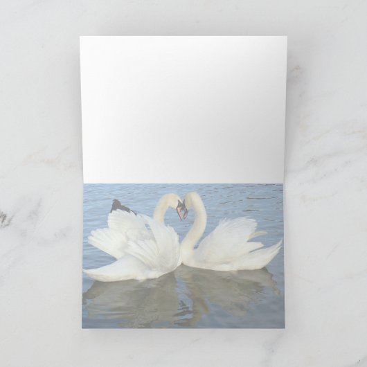 Chaperoned Swan Heart Love Kaart (Binnen)