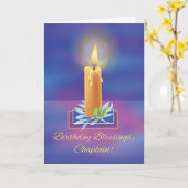Chaplain Birthday Blessings met Shining Candle Kaart (Gele Bloem)