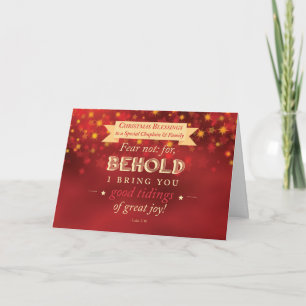 Chaplain en Family Kerstmis Blessings Red, Gold Feestdagen Kaart