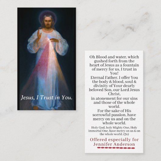  Chaplet of Divine Mercy Prayer Kaart Contactkaartje (Voorkant / Achterkant)
