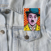Chaplin Pop Art Retro Cinematic Portret Hoed Button (Insitu)