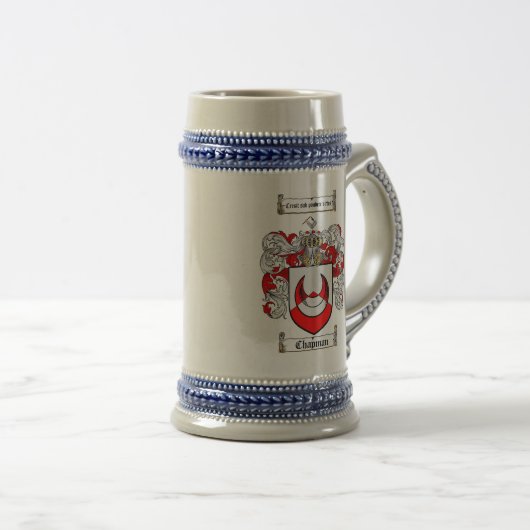 Chapman Coat of Arms Stein / Chapman Family Crest Bierpul (Voorkant rechts)