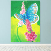 Chapmans blauwe vlinder (Polyommatus thersites) Canvas Afdruk (Insitu (Houten vloer))