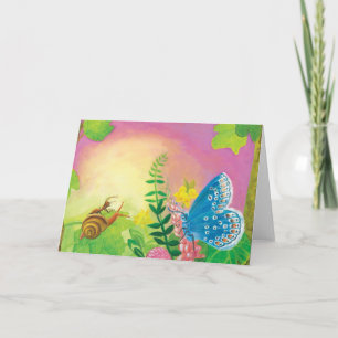 Chapman's Blue Butterfly & Ant & Snail Illustratie Kaart