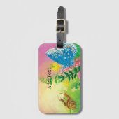 Chapman's Blue Butterfly & Ant & Snail Motif Bagagelabel (Voorkant (verticaal))